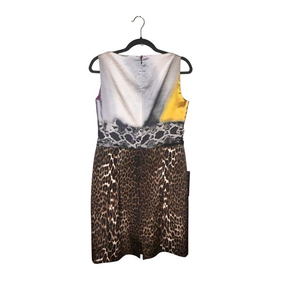 Elie Tahari Old Money Up Town Silk Leopard Animal Print Tie Dye Sleeveless Dress - Picture 4 of 9